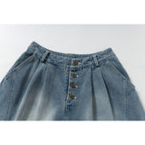 DAXUEN Wide-leg denim culottes in blue wash