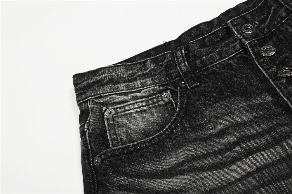 DAXUEN Wide-leg denim jeans with gradient wash and button fly