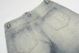 DAXUEN Light blue wide-leg denim jeans with studs
