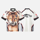 Fierce Cat Graphic V-Neck T-Shirt