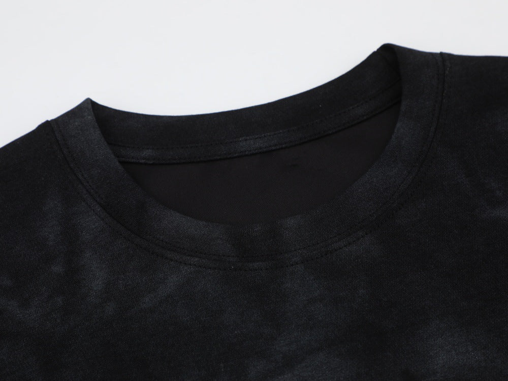 DAXUEN Oversized distressed graphic tie-dye short-sleeve T-shirt