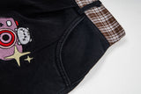 DAXUEN Cropped wide-leg denim pants with embroidery and plaid details