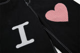 DAXUEN Black wide-leg denim shorts with appliqué details
