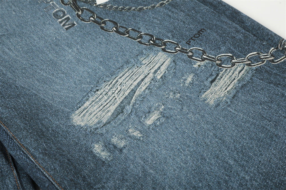 DAXUEN Baggy wide-leg denim jeans with graphic prints