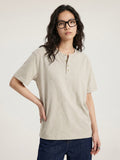 DAXUEN heathered khaki button-up henley t-shirt