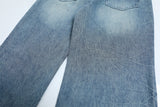 DAXUEN Light blue wide-leg denim jeans with embroidered patch