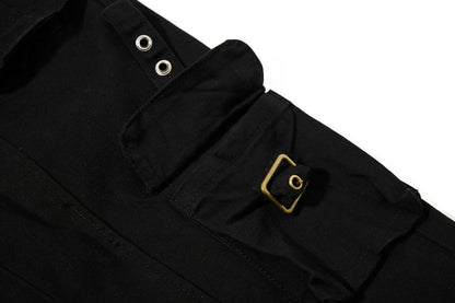 DAXUEN High-waisted black cargo pants with flared legs