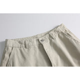 DAXUEN Wide-leg cargo shorts in light greige and dark charcoal grey
