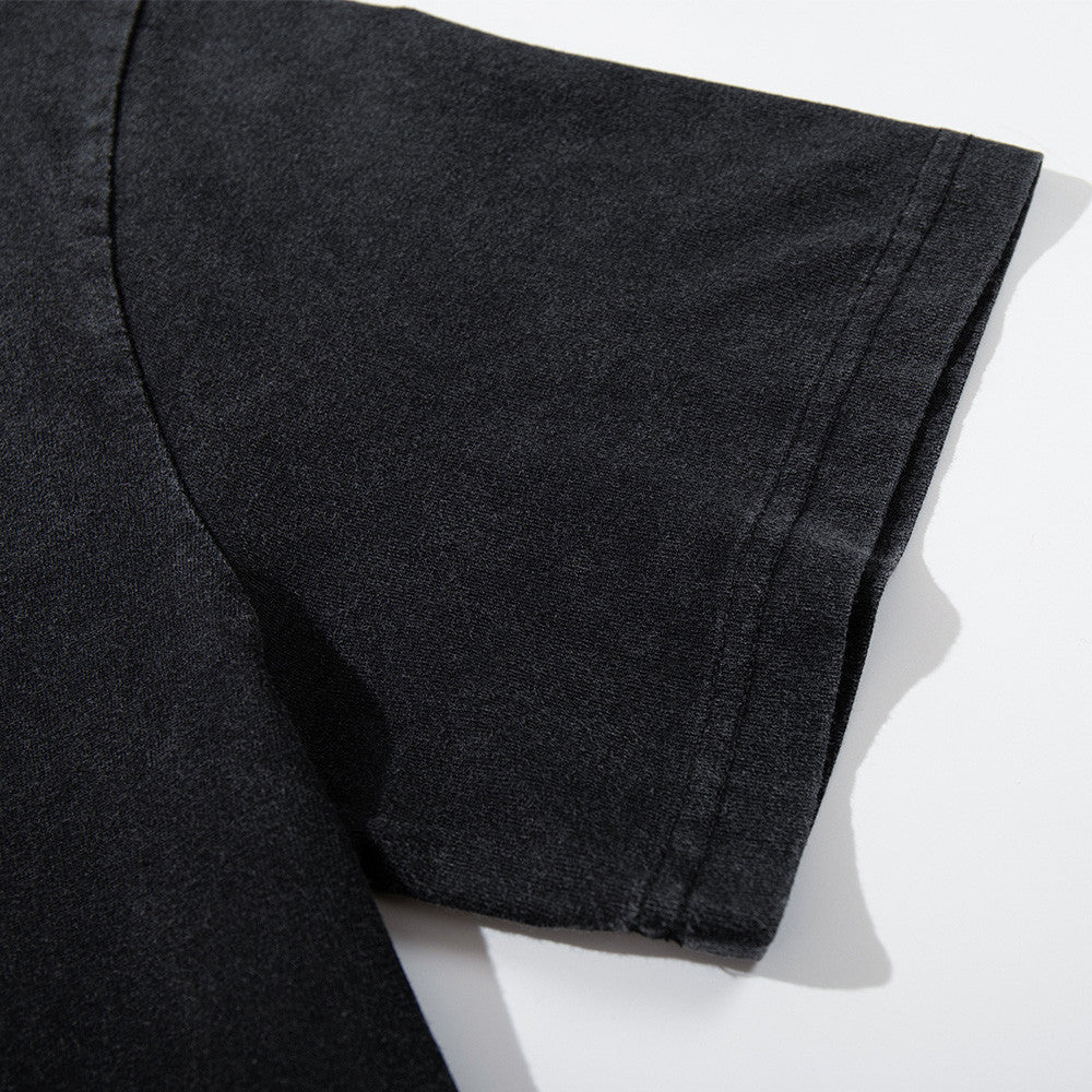 DAXUEN Washed black graphic t-shirt with band print