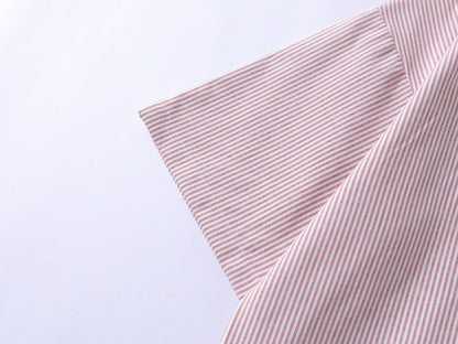 DAXUEN Vertical stripe short sleeve shirt with embroidery