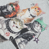 DAXUEN Heather grey short-sleeved T-shirt with punk cat graphic