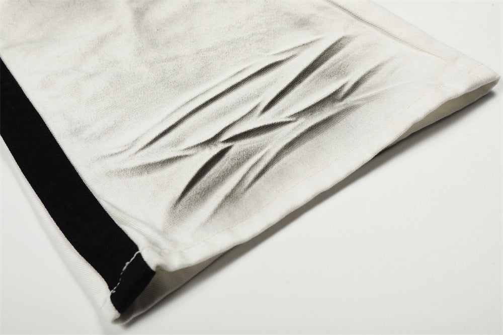 DAXUEN Wide-leg jeans with ruched texture and washed finish