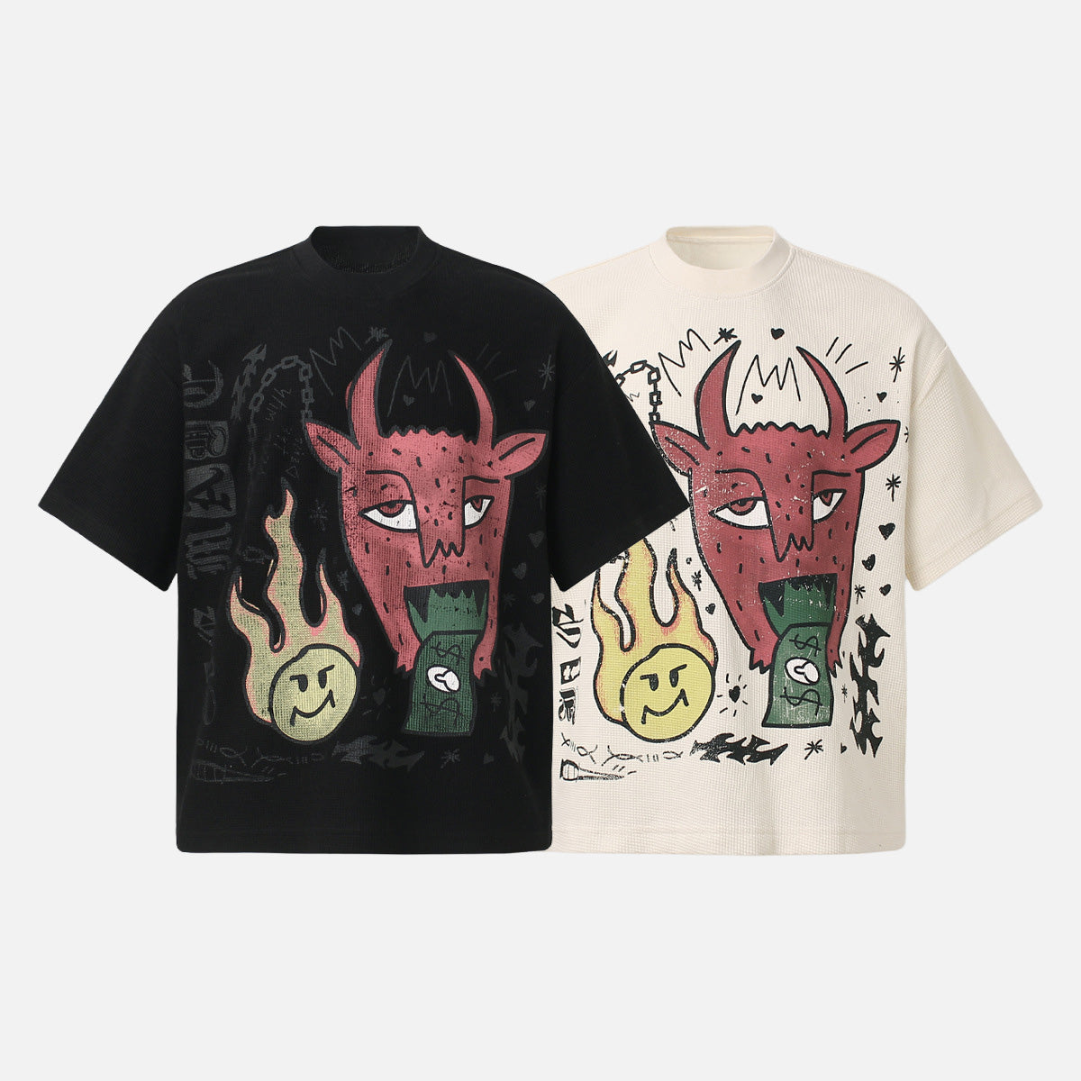 Waffle Knit Devil Graphic T-Shirt