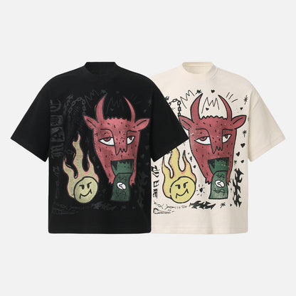 Waffle Knit Devil Graphic T-Shirt