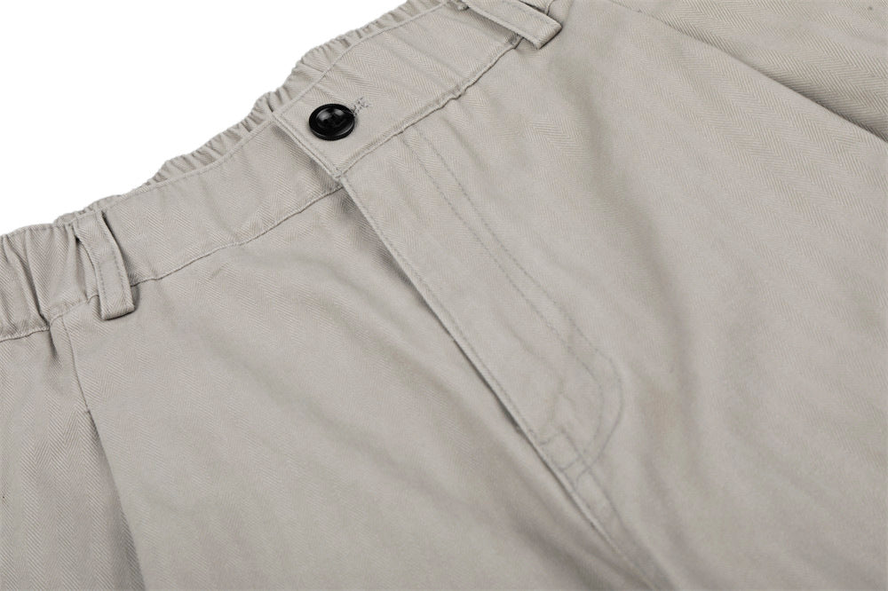 DAXUEN Pair of light grey relaxed-fit herringbone cargo shorts