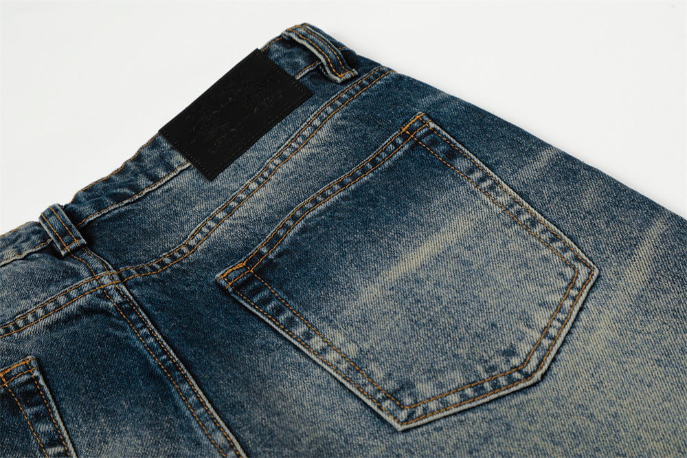 DAXUEN Distressed blue denim wide-leg jeans