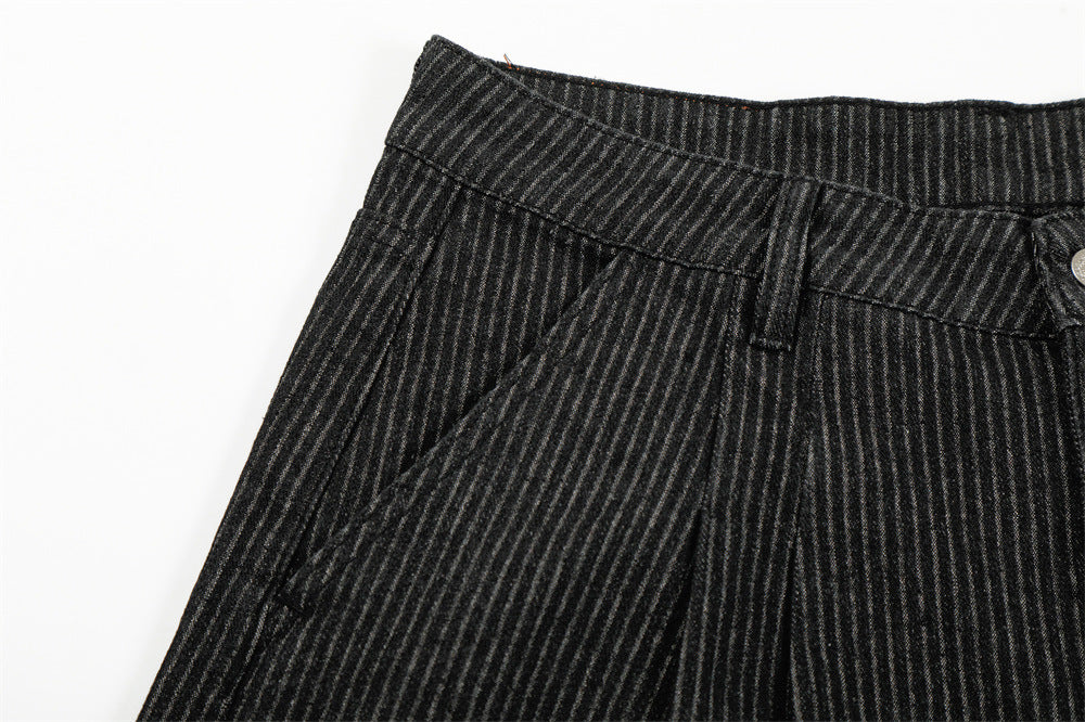 DAXUEN Wide-leg pinstripe trousers in dark charcoal grey