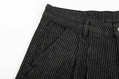 DAXUEN Wide-leg pinstripe trousers in dark charcoal grey