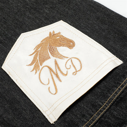 DAXUEN Wide-leg denim jeans with embroidered details