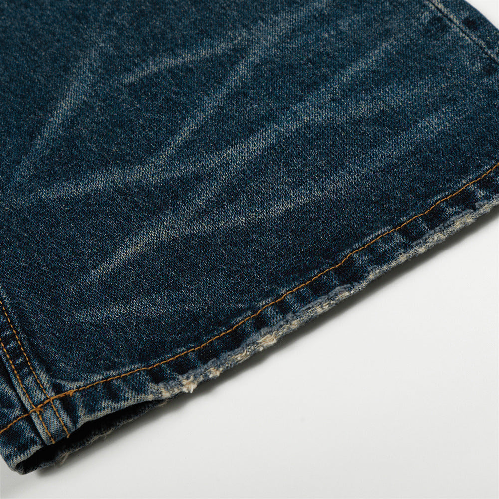 DAXUEN Distressed blue denim wide-leg jeans