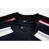 DAXUEN navy blue color-blocked crewneck sweatshirt with graphic