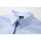DAXUEN Men's short-sleeved button-up shirt with stripes