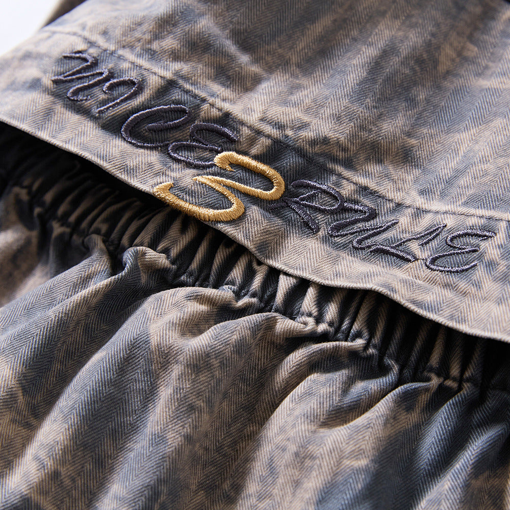 DAXUEN Wide-leg cargo shorts in faded grey-blue denim