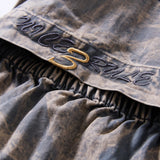 DAXUEN Wide-leg cargo shorts in faded grey-blue denim