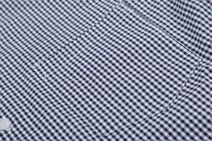 DAXUEN Navy and white gingham short-sleeved shirt