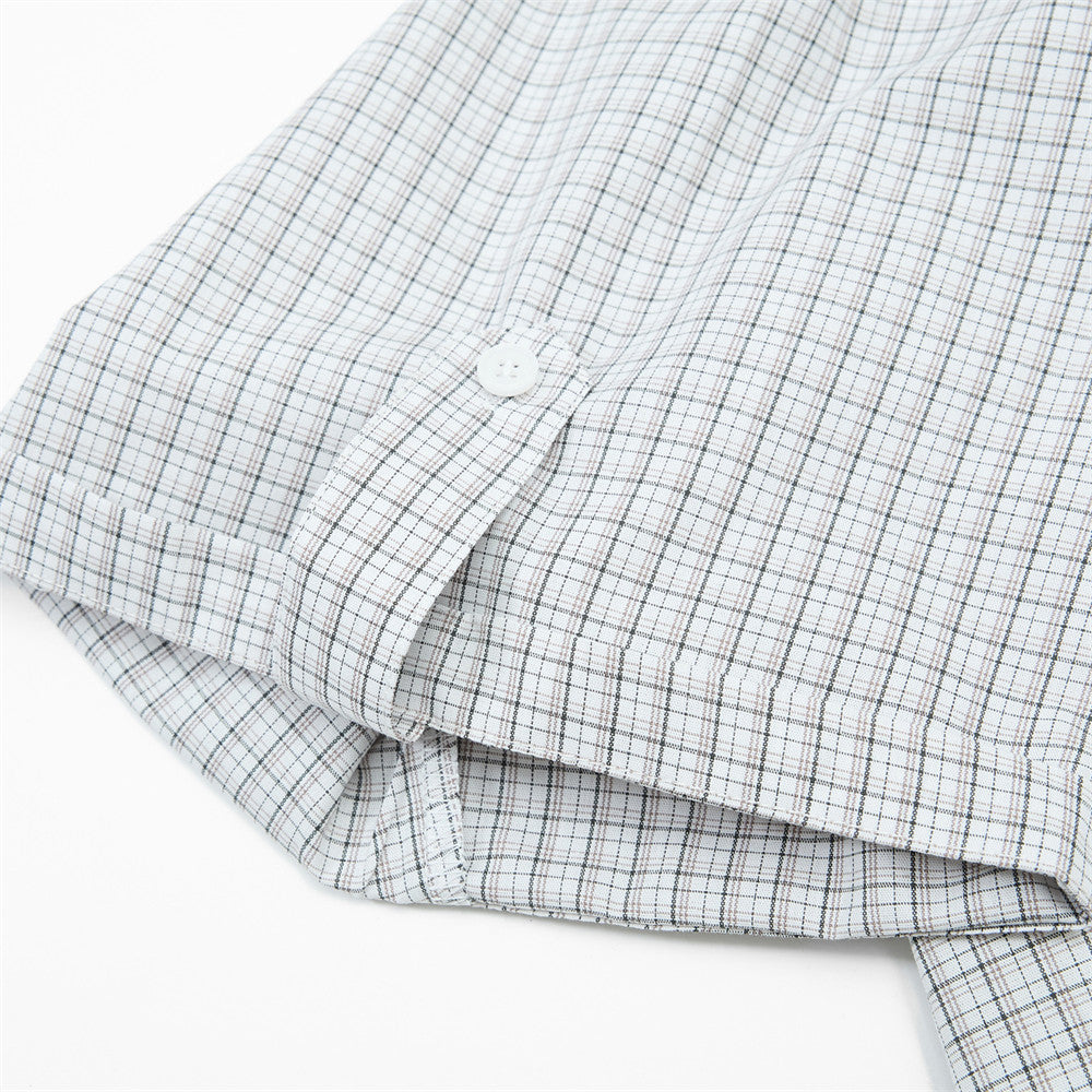DAXUEN Short-sleeved plaid button-up shirt
