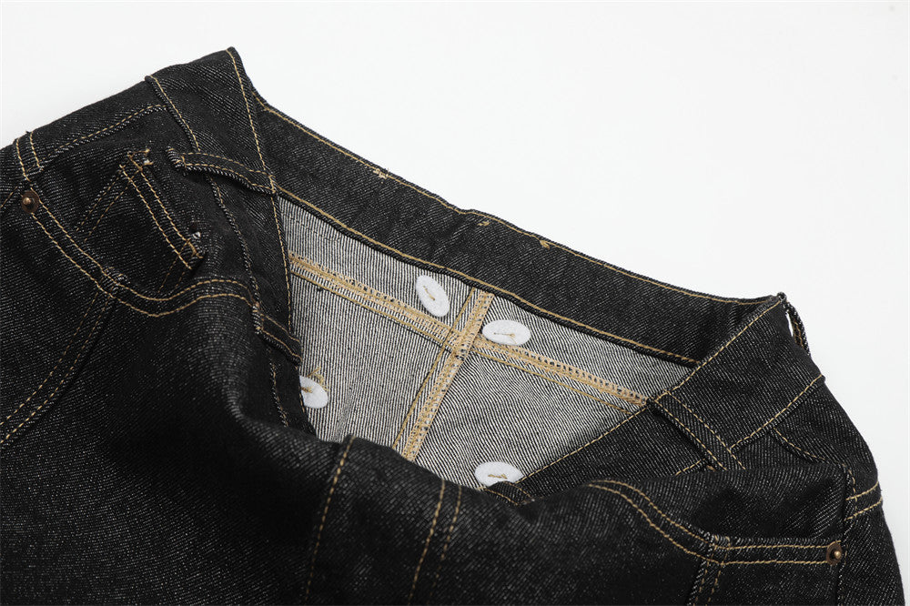 DAXUEN Wide-leg denim shorts with embroidery and contrasting stitching