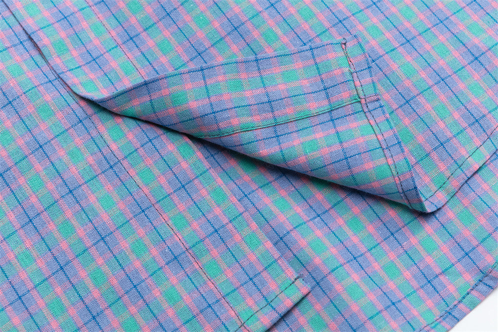 DAXUEN Casual short-sleeved plaid button-up shirt
