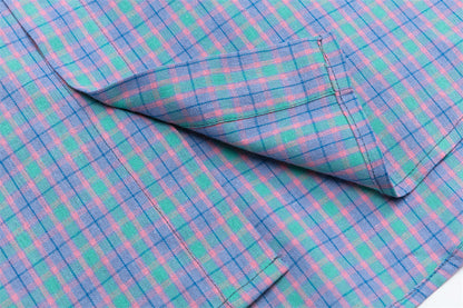DAXUEN Casual short-sleeved plaid button-up shirt