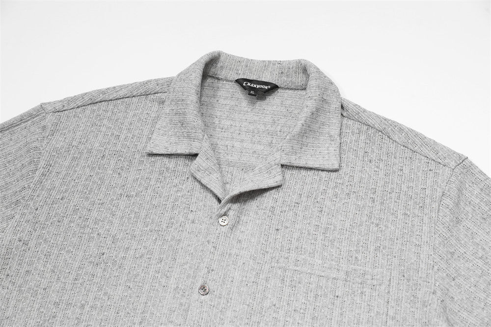 DAXUEN Short-sleeved button-up shirt with camp collar