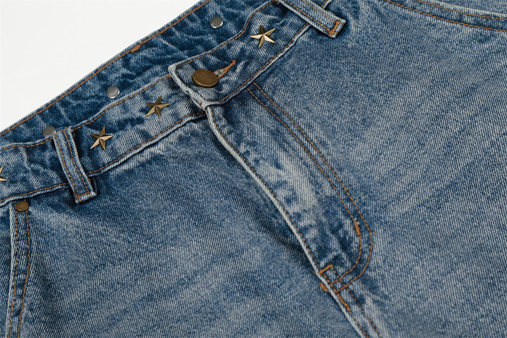 DAXUEN High-waisted wide-leg denim jeans with star prints