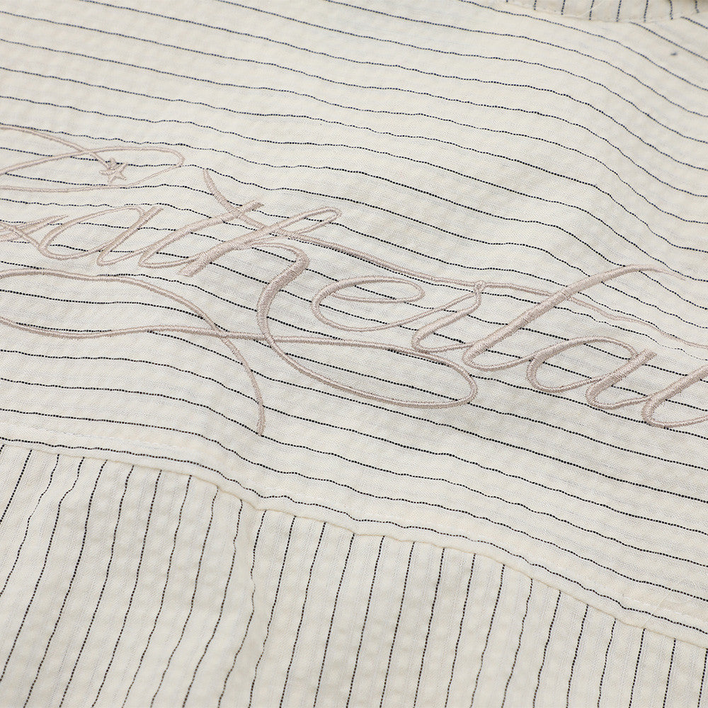 DAXUEN Short-sleeved button-up shirt with pinstripes and embroidery
