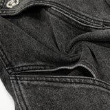 DAXUEN Wide-leg jeans with cut-out panels and stone-washed finish