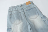 DAXUEN Light blue denim cargo shorts with multiple pockets