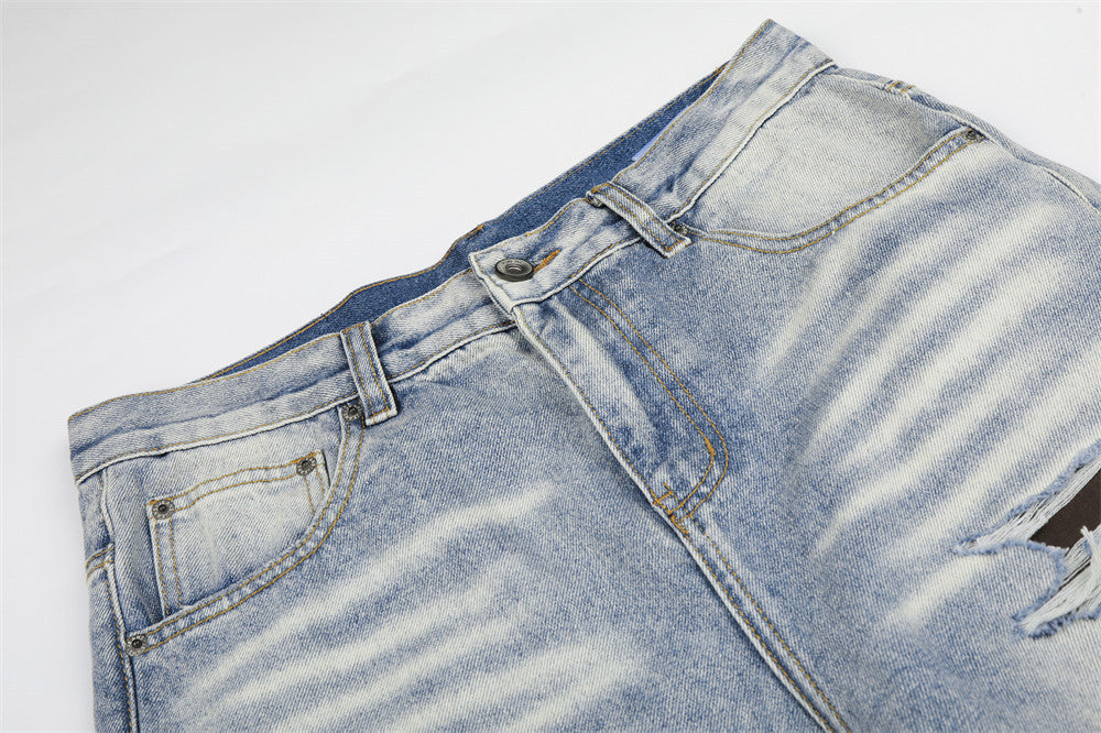 DAXUEN Distressed wide-leg jeans with camouflage pattern