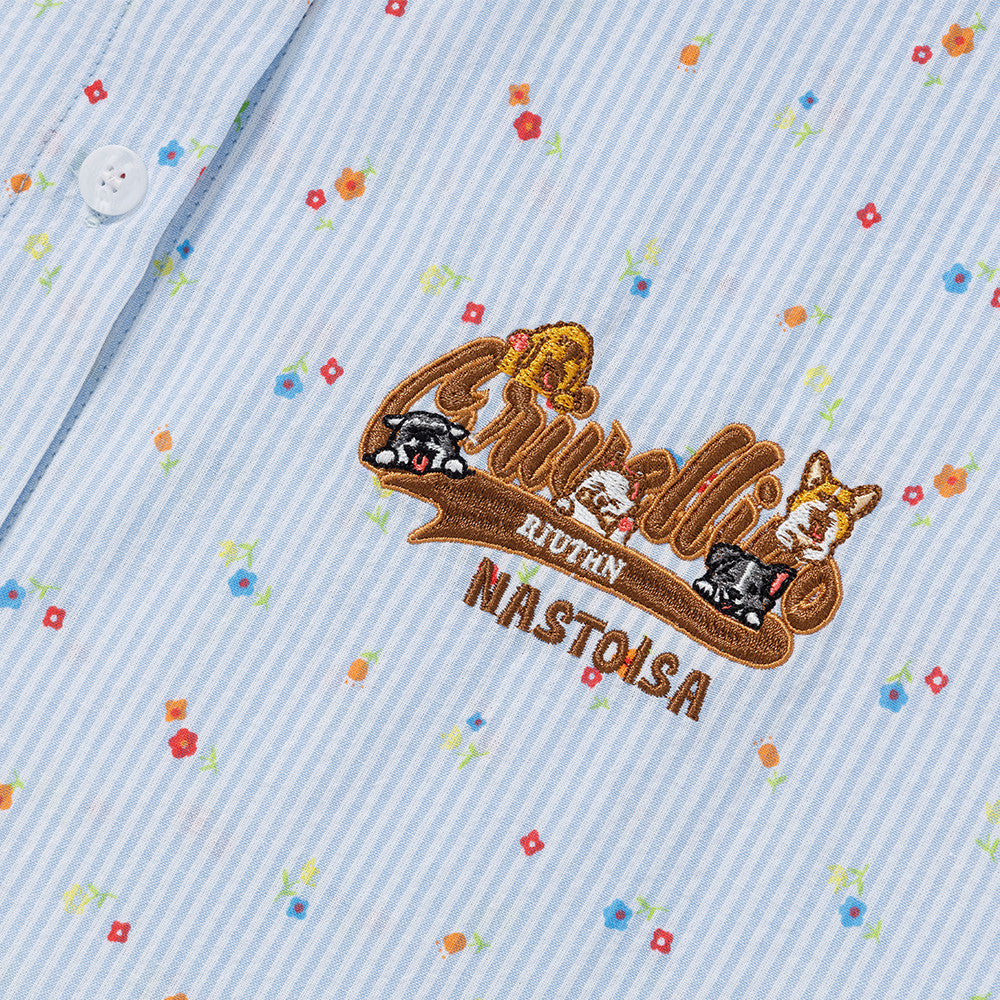 DAXUEN Relaxed-fit short-sleeved floral print button-up shirt