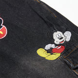 DAXUEN Smiling mouse embroidered denim overalls