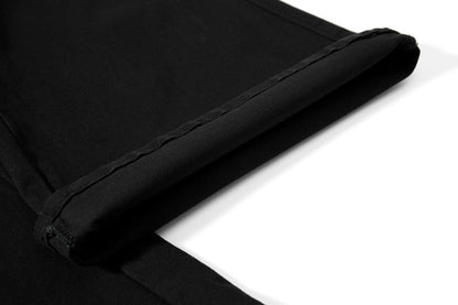 DAXUEN Black wide-leg pants with decorative zippers and studs