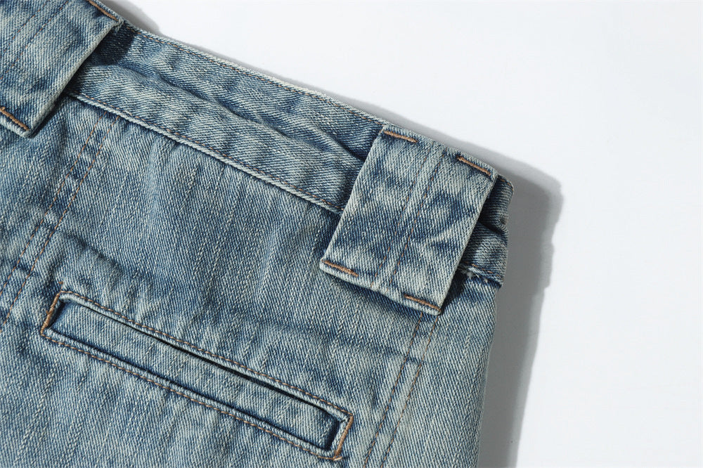 DAXUEN Light wash wide-leg denim culottes