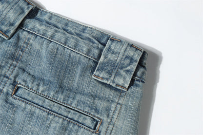 DAXUEN Light wash wide-leg denim culottes