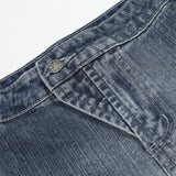 DAXUEN Wide-leg high-waisted denim trousers in washed blue