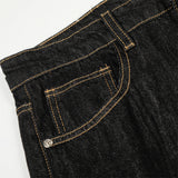 DAXUEN Wide-leg denim pants with slits and contrasting stitching