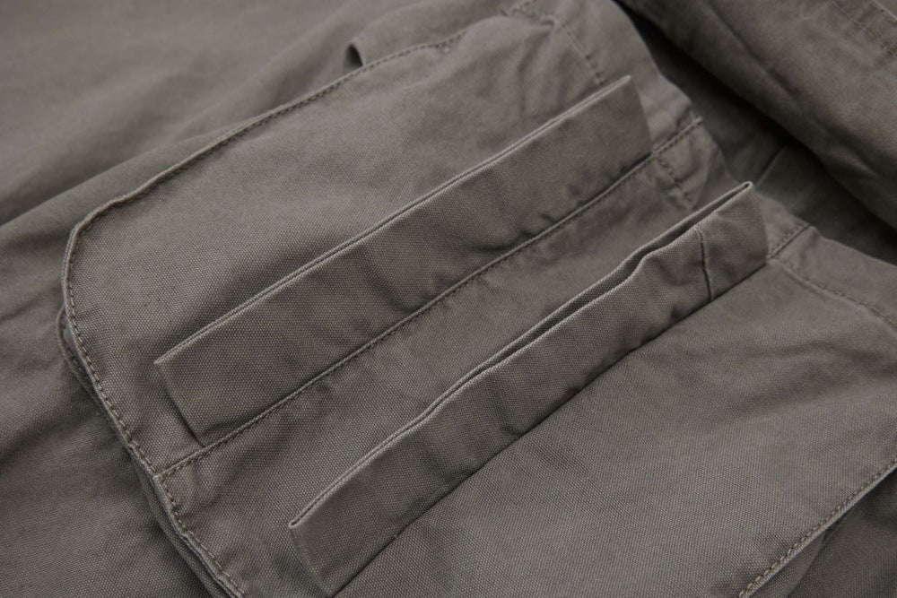 DAXUEN Layered wide-leg cargo shorts in olive-grey