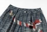 DAXUEN Distressed plaid wide-leg cargo pants