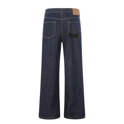 DAXUEN Wide-leg denim jeans with unique patches