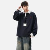 Cozy Comfort Loose Polo Collar Sweatshirt